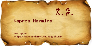 Kapros Hermina névjegykártya